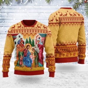 Jesus Christ and The Children Best Gifts For Family For Holiday Christmas Ugly Sweater