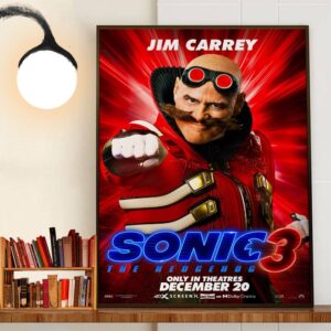 Jim Carrey As Doctor Robotnik In Sonic The Hedgehog 3 Official Poster Release December 20th 2024 Home Decor Poster Canvas