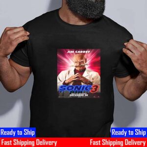 Jim Carrey As Gerald Robotnik In Sonic The Hedgehog 3 Official Poster Release December 20th 2024 Unisex T-Shirt