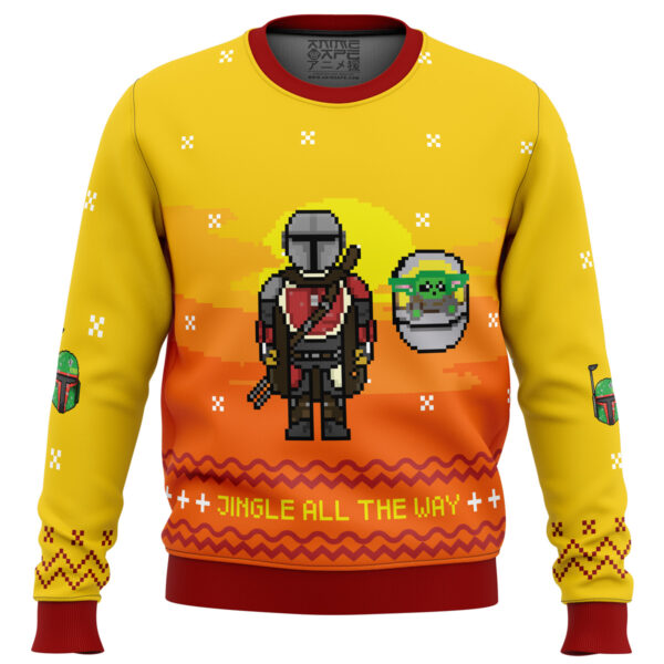 Jingle All The Way Mandalorian Gifts For Family Holiday Christmas Ugly Sweater