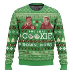 Jingle all the Way Put that cookie down Now Christmas Best Holiday Christmas Ugly Sweater Gifts For Family