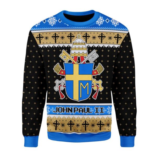 John Paul II Coat of Arms Best Gifts For Family For Holiday Christmas Ugly Sweater