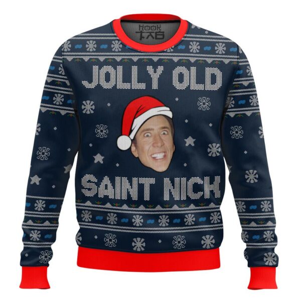 Jolly Old Saint Nick Nicolas Cage Christmas Best Holiday Christmas Ugly Sweater Gifts For Family