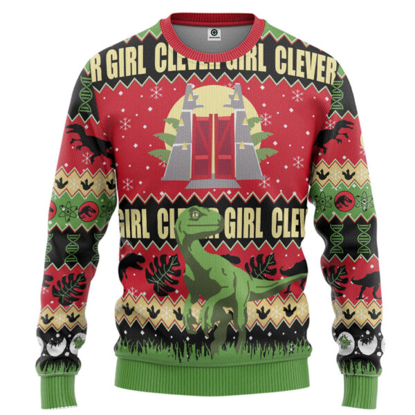 Jurassic Park Clever Girl Ugly Christmas Custom Best Holiday Christmas Ugly Sweater Gifts For Family