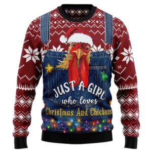 Just a Girl Who Loves Chickens Gifts For Family Holiday Christmas Ugly Sweater