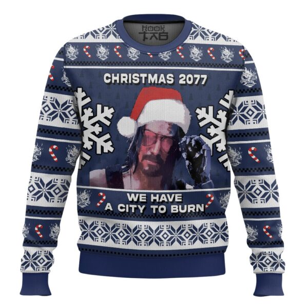 Keanu Reeves Cyberpunk 2077 Christmas Best Holiday Christmas Ugly Sweater Gifts For Family