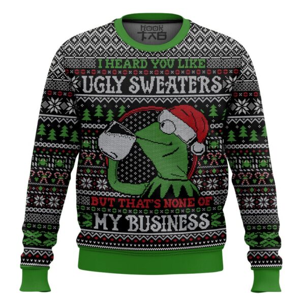 Kermit the Frog None of my Business Christmas Best Holiday Christmas Ugly Sweater Gifts For Family