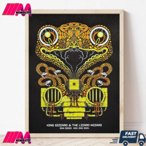 King Gizzard And The Lizard Wizard Event Poster The Snake Gold At San Diego On November 2nd 2024 Wall Decor Canvas Poster