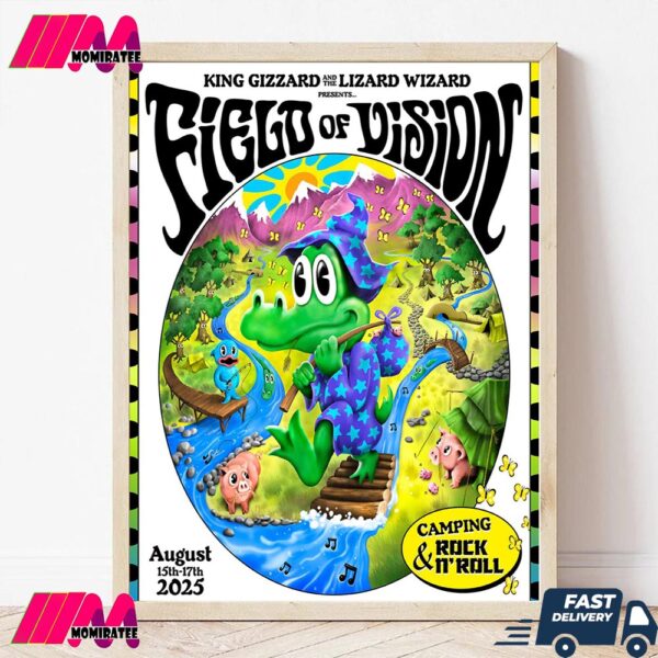 King Gizzard And The Lizard Wizard Presents Field Of Vision Camping And Rock N’Roll On August 15th-17th 2025 Wall Decor Canvas Poster