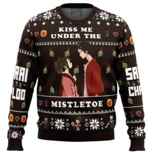 Kiss Me Under The Mistletoe Samurai Champloo Gifts For Family Holiday Christmas Ugly Sweater