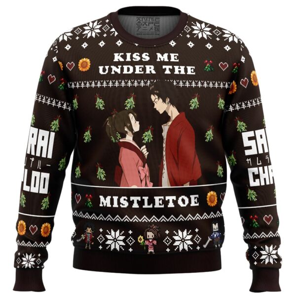 Kiss Me Under The Mistletoe Samurai Champloo Gifts For Family Holiday Christmas Ugly Sweater