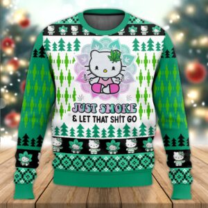 Kitty Smoke Funny Best Holiday Christmas Ugly Sweater Gifts For Family