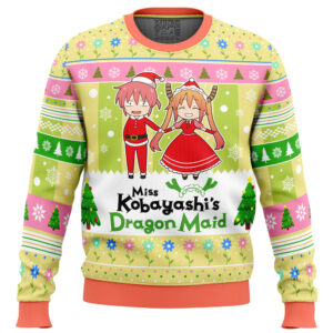 Kobayashi And Tooru Miss Kobayashi’s Dragon Maid Gifts For Family Holiday Christmas Ugly Sweater