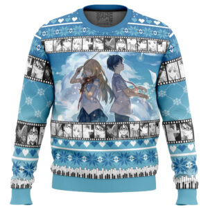 Kousei And Kaori Your Lie In April Gifts For Family Holiday Christmas Ugly Sweater