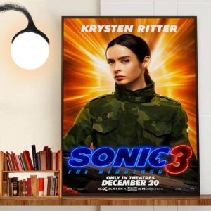 Krysten Ritter As Director Rockwell In Sonic The Hedgehog 3 Official Poster Release December 20th 2024 Home Decor Poster Canvas