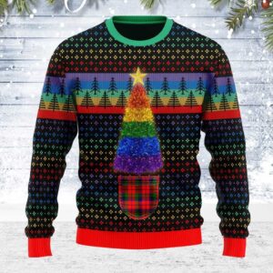 LGBTQ Christmas Tree Gifts For Family Holiday Christmas Ugly Sweater