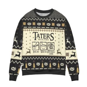 LOTR Funny Christmas Taters Potatoes Black Gifts For Family Holiday Christmas Ugly Sweater