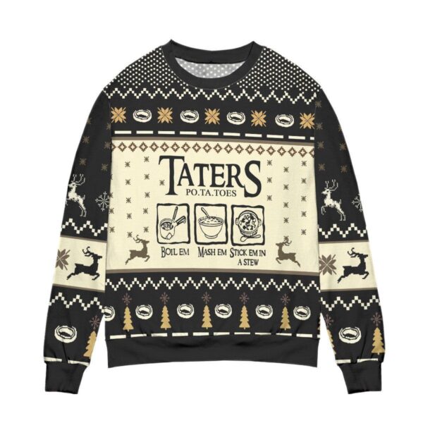 LOTR Funny Christmas Taters Potatoes Black Gifts For Family Holiday Christmas Ugly Sweater