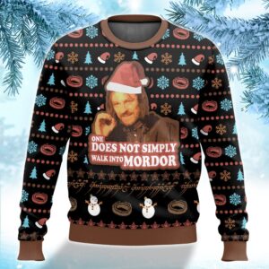 LOTR One Does Not Simply Best Holiday Christmas Ugly Sweater Gifts For Family