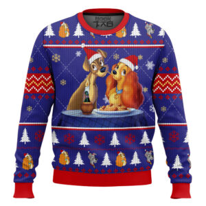 Lady and The Tramp Spaghetti Best Holiday Christmas Ugly Sweater Gifts For Family