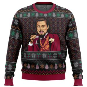 Laughing Leo DiCaprio Meme Gifts For Family Holiday Christmas Ugly Sweater