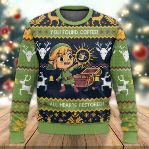 Legend Of Zelda Coffeee Best Holiday Christmas Ugly Sweater Gifts For Family