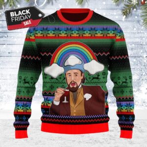 Leo Laughing Meme Dicardo Gifts For Family Holiday Christmas Ugly Sweater