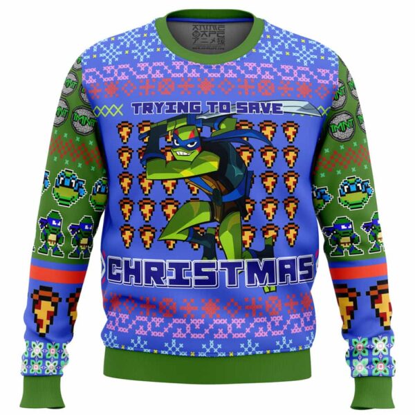 Leonardo Rise of the Teenage Mutant Ninja Turtles Gifts For Family Holiday Christmas Ugly Sweater