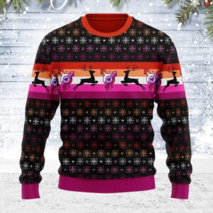 Lesbian Flag Gifts For Family Holiday Christmas Ugly Sweater