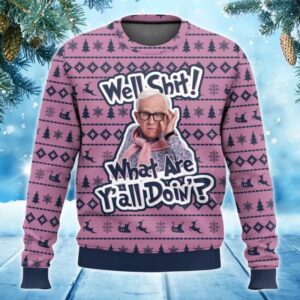 Leslie Jordan Well Shit What Are Yall Doin Christmas Best Holiday Christmas Ugly Sweater Gifts For Family