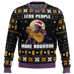 Less People More Bourbon Marvel Comics Gifts For Family Holiday Christmas Ugly Sweater