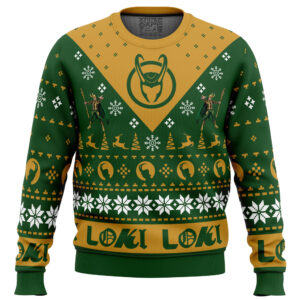 Let Earth Receive Her King Loki Marvel Gifts For Family Holiday Christmas Ugly Sweater