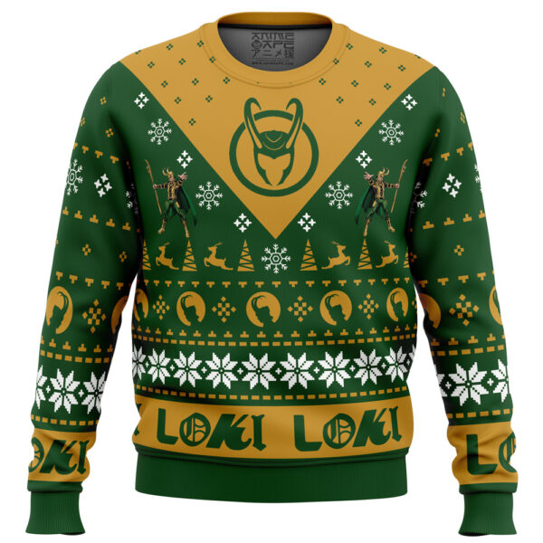 Let Earth Receive Her King Loki Marvel Gifts For Family Holiday Christmas Ugly Sweater