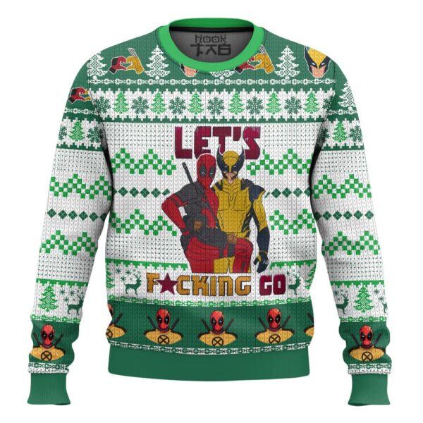 Lets Go Deadpool Wolverine Christmas Best Holiday Christmas Ugly Sweater Gifts For Family