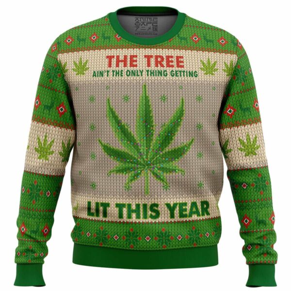 Lit This Year Weed Gifts For Family Holiday Christmas Ugly Sweater