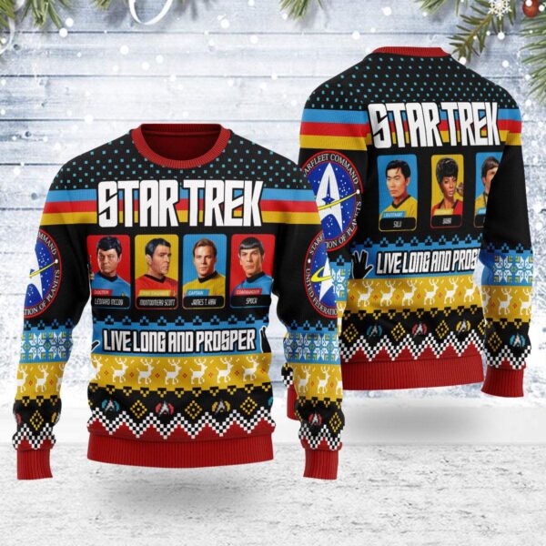 Live Long And Prosper Character Squares Best Gifts For Family For Holiday Christmas Ugly Sweater