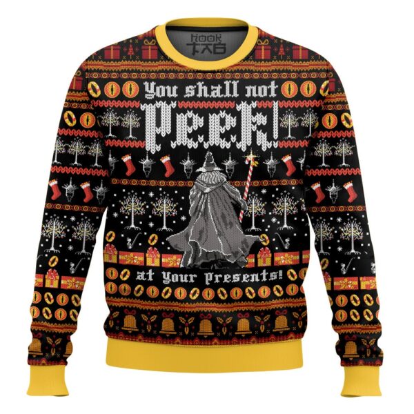 The Lord Of The Rings You shall not peek at your Presents Christmas Best Holiday Christmas Ugly Sweater Gifts For Family