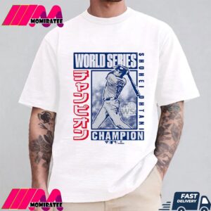 MLB Los Angeles Dodgers Shohei Ohtani Fanatics White 2024 World Series Champions Kanji Swing Unisex T Shirt