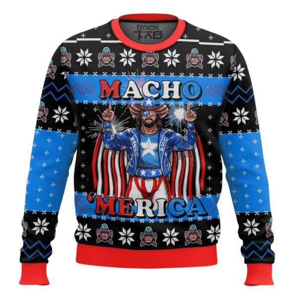 MACHO MERICA Macho Man Best Holiday Christmas Ugly Sweater Gifts For Family