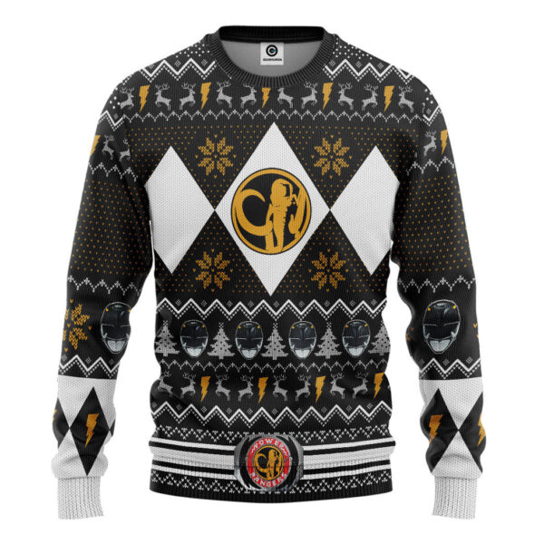 MMPR Black Ranger Christmas Custom Best Holiday Christmas Ugly Sweater Gifts For Family