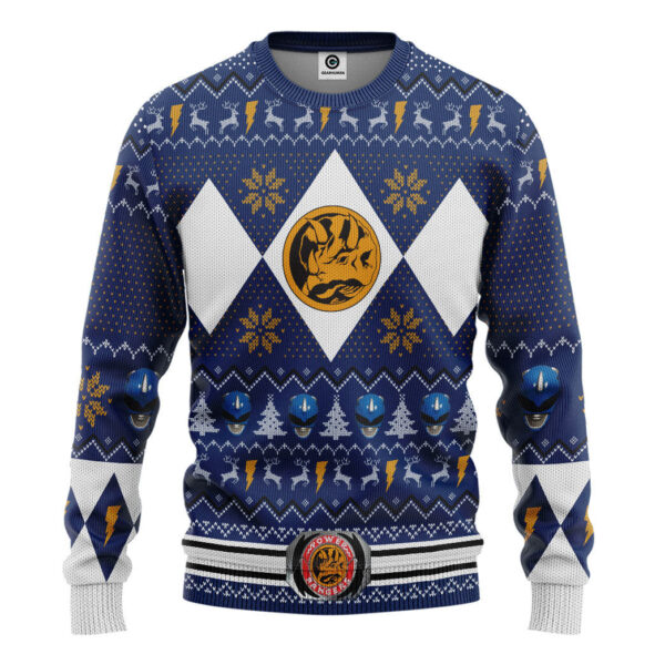 MMPR Blue Ranger Christmas Custom Best Holiday Christmas Ugly Sweater Gifts For Family