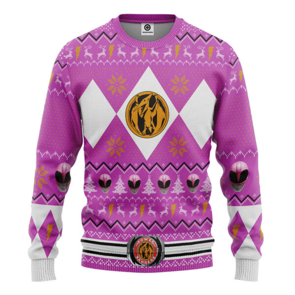 MMPR Pink Ranger Christmas Custom Best Holiday Christmas Ugly Sweater Gifts For Family