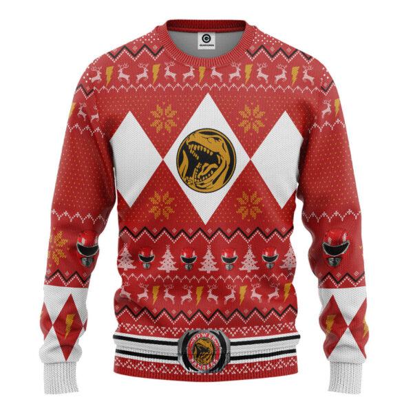 MMPR Red Ranger Christmas Custom Best Holiday Christmas Ugly Sweater Gifts For Family