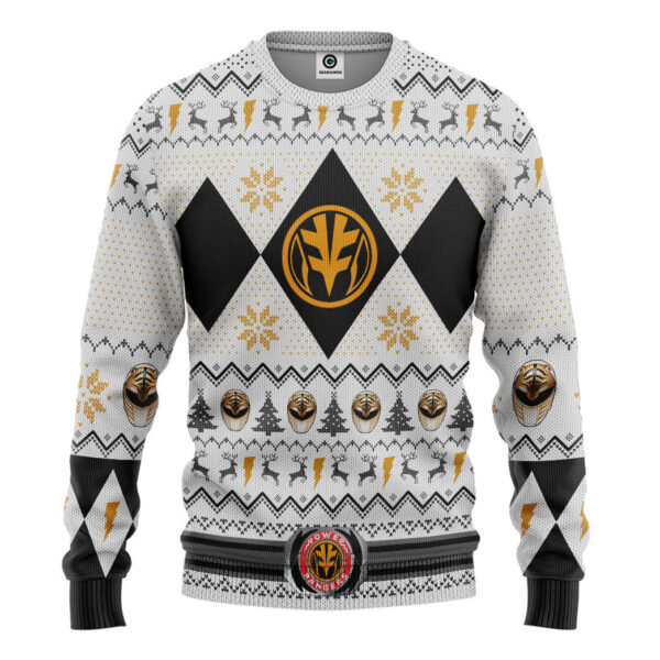 MMPR White Ranger Christmas Custom Best Holiday Christmas Ugly Sweater Gifts For Family