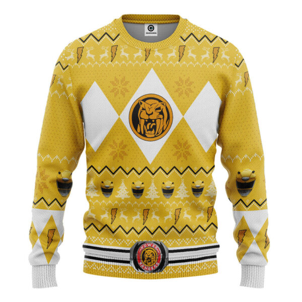 MMPR Yellow Ranger Christmas Custom Best Holiday Christmas Ugly Sweater Gifts For Family