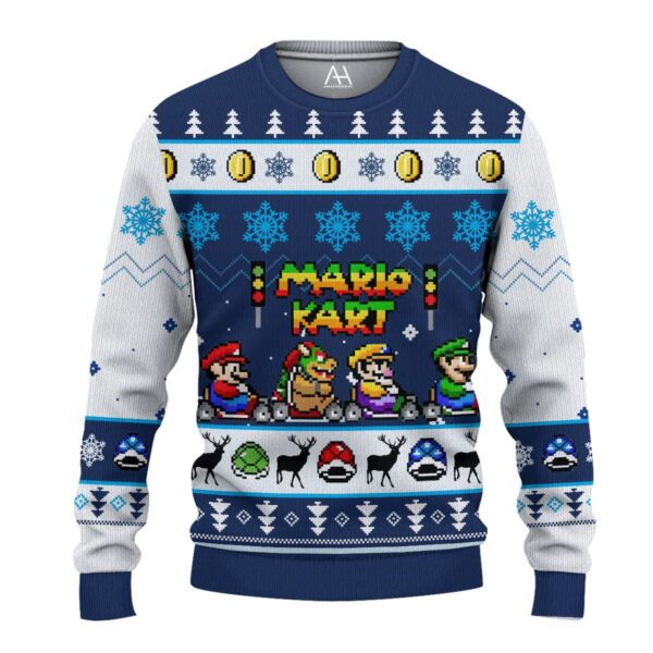 Mario Kart 3D All Over Printed Best Holiday Christmas Ugly Sweater Gifts For Family