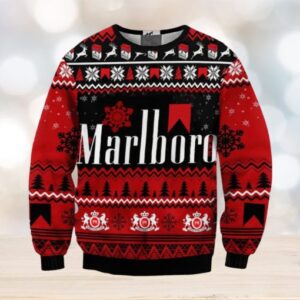 Marlboro Letter Print Gifts For Family Holiday Christmas Ugly Sweater