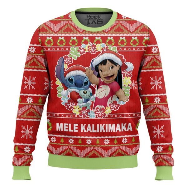 Mele Kalikimaka Lilo and Stitch Best Holiday Christmas Ugly Sweater Gifts For Family