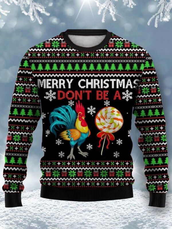 Merry Christmas Cock Print CrewGifts For Family Holiday Christmas Ugly Sweater