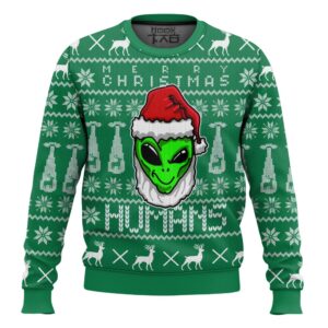 Merry Christmas Human Alien Gifts For Family Holiday Christmas Ugly Sweater